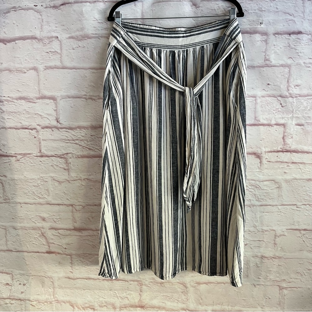 Time and Tru Linen Midi Skirt XXXL 22 Pockets Belted Elastic Waist Travel Beach
